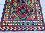 3x8 Afghan Runner Rug Tribal Green Bukhara Handwoven Turkmen Wool Rug, Natural Veg Dyes Rug, Hallway Runner 3.4x8.2, Entryway Rug