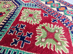 3x8 Afghan Runner Rug Tribal Green Bukhara Handwoven Turkmen Wool Rug, Natural Veg Dyes Rug, Hallway Runner 3.4x8.2, Entryway Rug