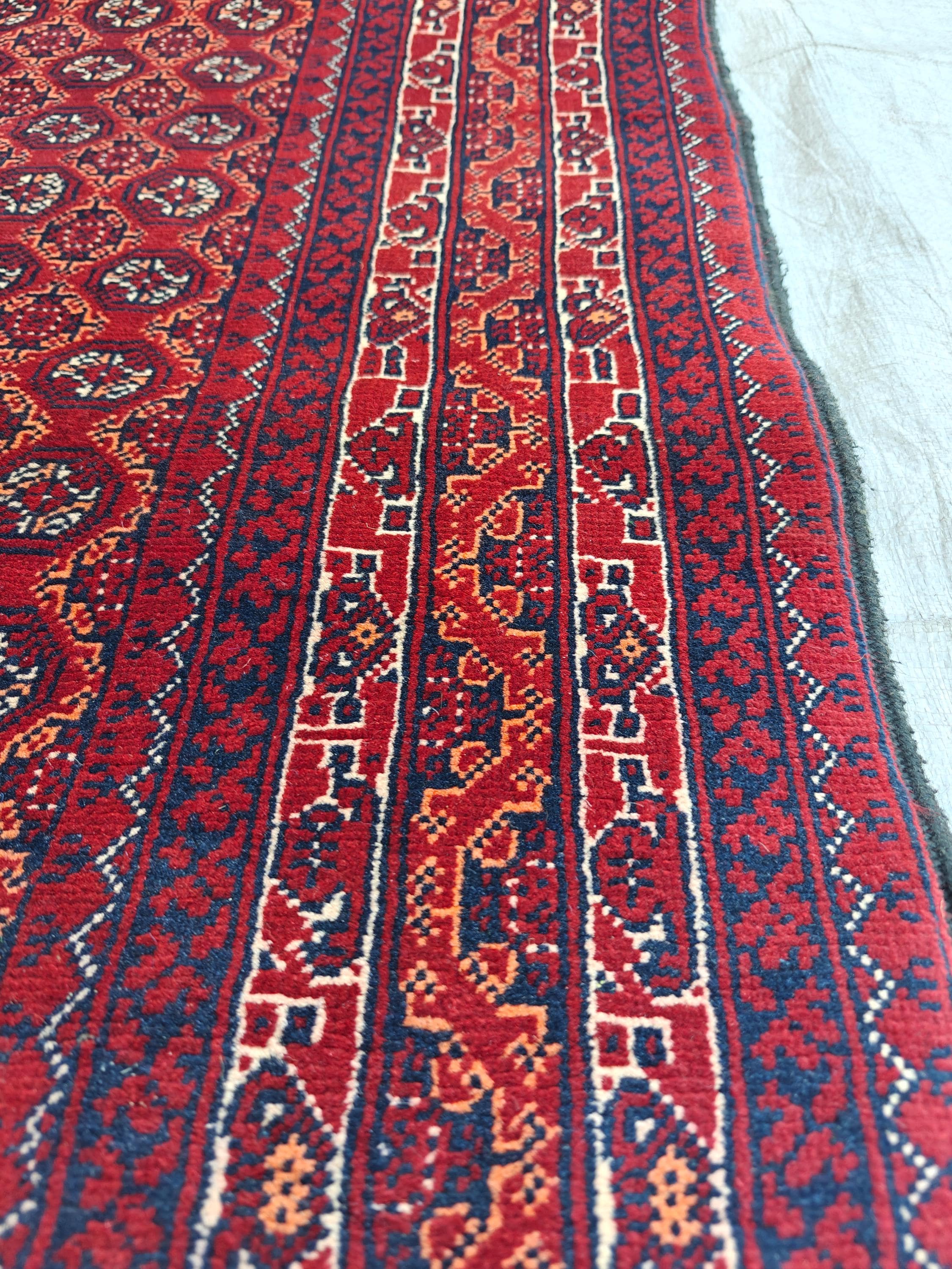 3x6 ft Afghan Short Runner Rug Vintage Mawrai Gul Handmade Soft Wool Rug, Oriental Floral Design Red Rug, Kitchen Runner Turkmen Tribal Rug