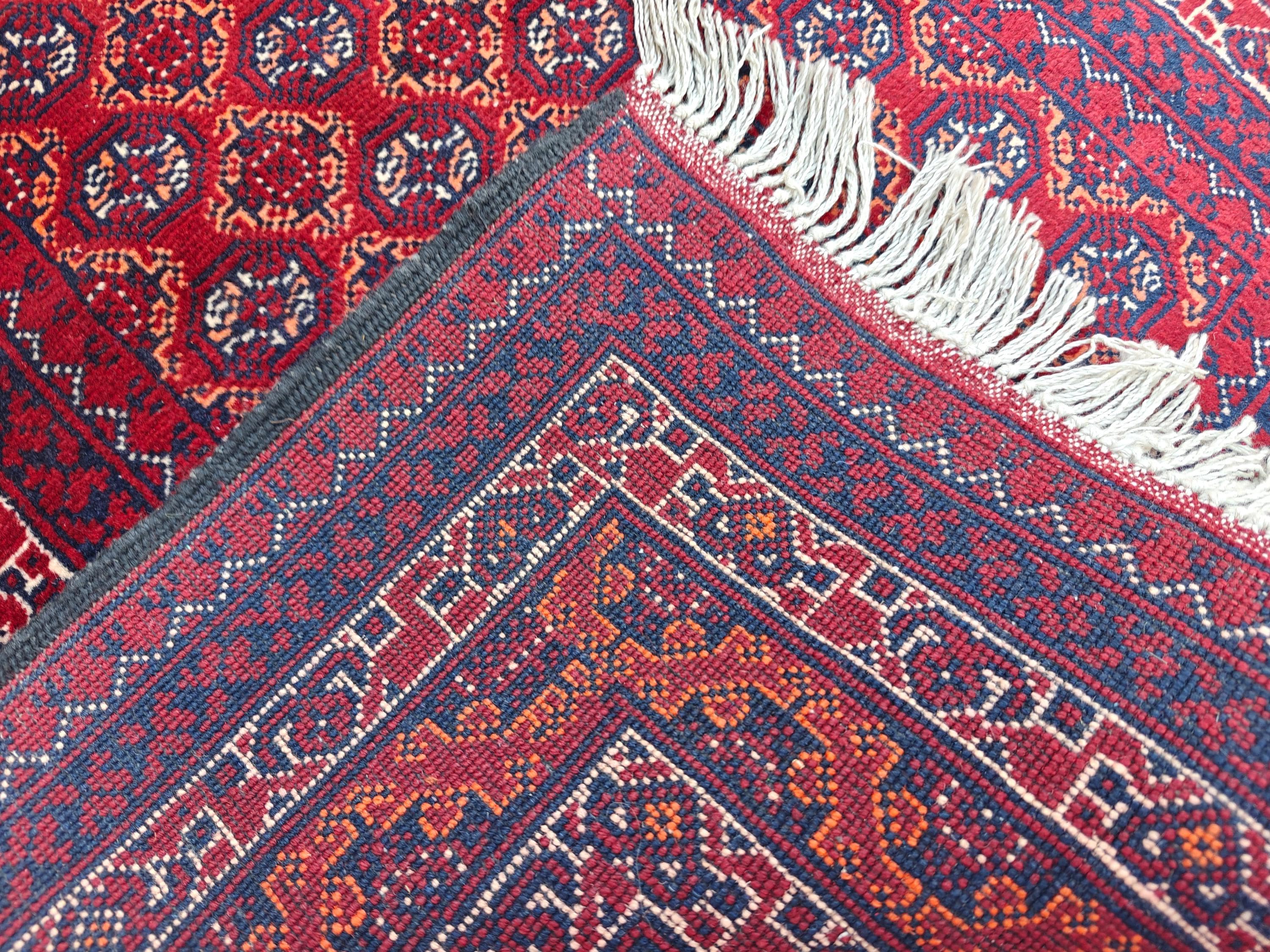 3x6 ft Afghan Short Runner Rug Vintage Mawrai Gul Handmade Soft Wool Rug, Oriental Floral Design Red Rug, Kitchen Runner Turkmen Tribal Rug