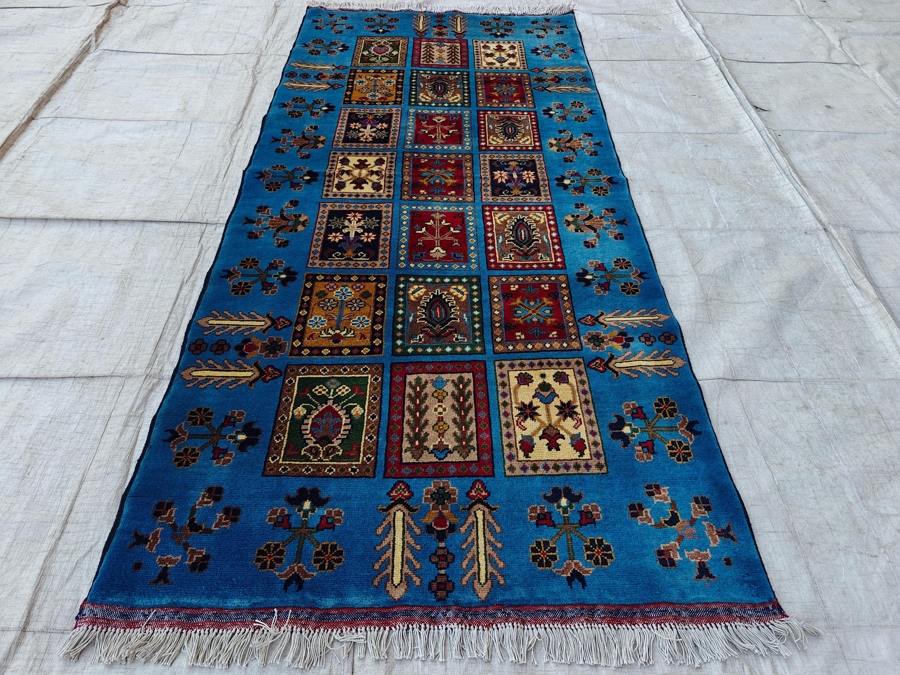 3x7 Afghan Handmade Runner 6.7 x 3.1 ft, Hallway Runner, Entryway Runner, Short Narrow Rug, Rugs For Living Room
