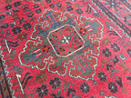 Antique 3x10 Afghan Runner Rug, Handknotted Tribal Bokhara Rug, 100% Soft Wool Vintage Turkmen Geometric Carpet, Red Hallway Runner 2.10x9.8