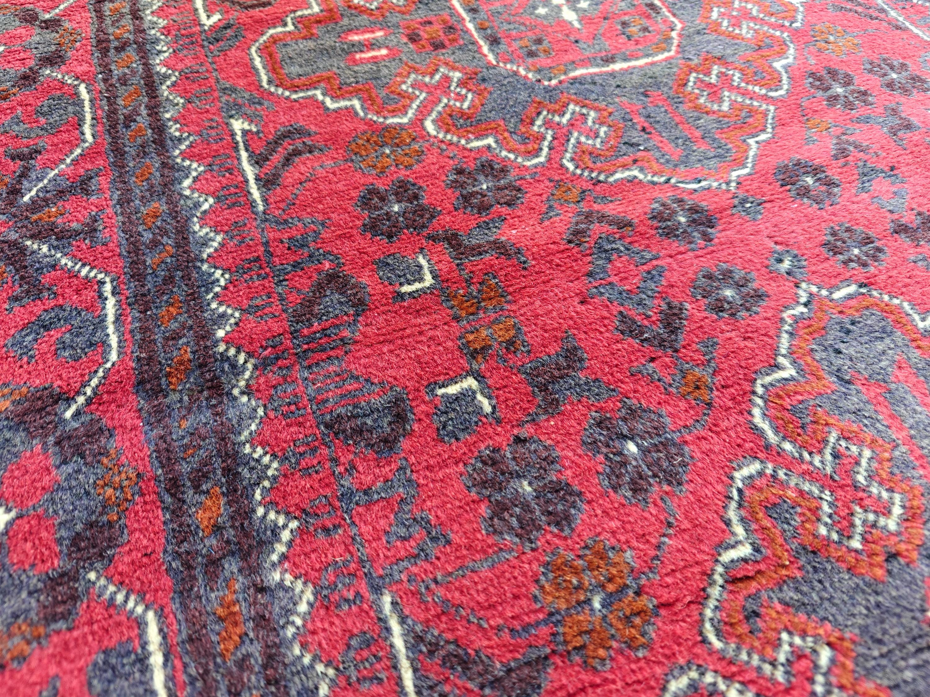 Antique 3x10 Afghan Runner Rug, Handknotted Tribal Bokhara Rug, 100% Soft Wool Vintage Turkmen Geometric Carpet, Red Hallway Runner 2.10x9.8