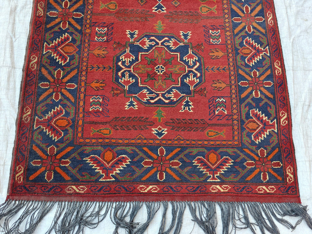 11 ft Vintage Runner Rug, Bukhara Turkmen Tribal Handmade Wool Red Rug, Oriental Afghan Antique Kagai Veg Dyes 3x11 Rug, Hallway Runner Rug