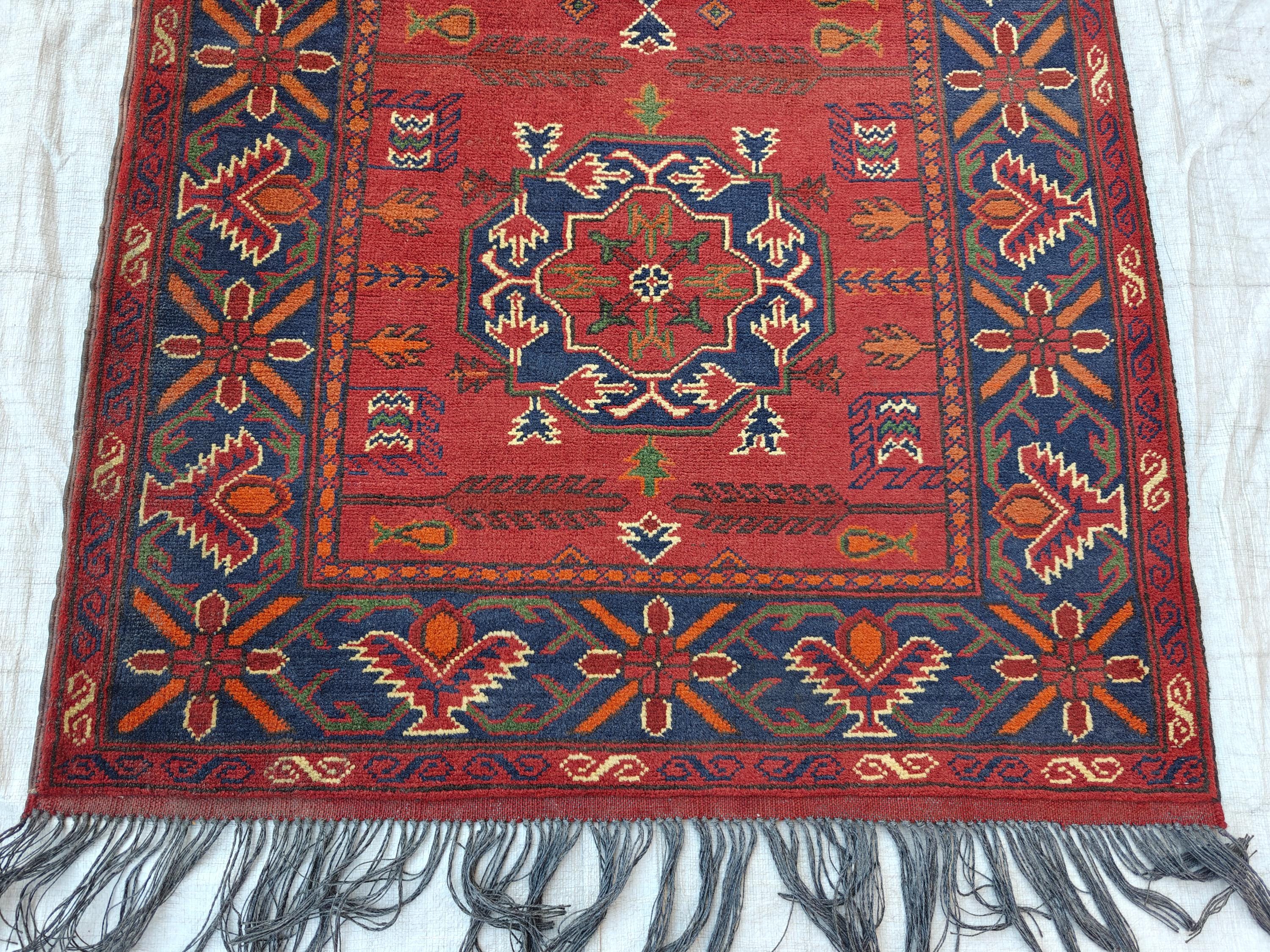 11 ft Vintage Runner Rug, Bukhara Turkmen Tribal Handmade Wool Red Rug, Oriental Afghan Antique Kagai Veg Dyes 3x11 Rug, Hallway Runner Rug
