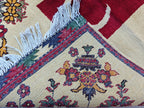 3.10x2.9 Turkish Map Handmade Afghan Rug, Wall Hanging, Decorative Rug, Home Decor Rug