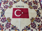 3.10x2.9 Turkish Map Handmade Afghan Rug, Wall Hanging, Decorative Rug, Home Decor Rug
