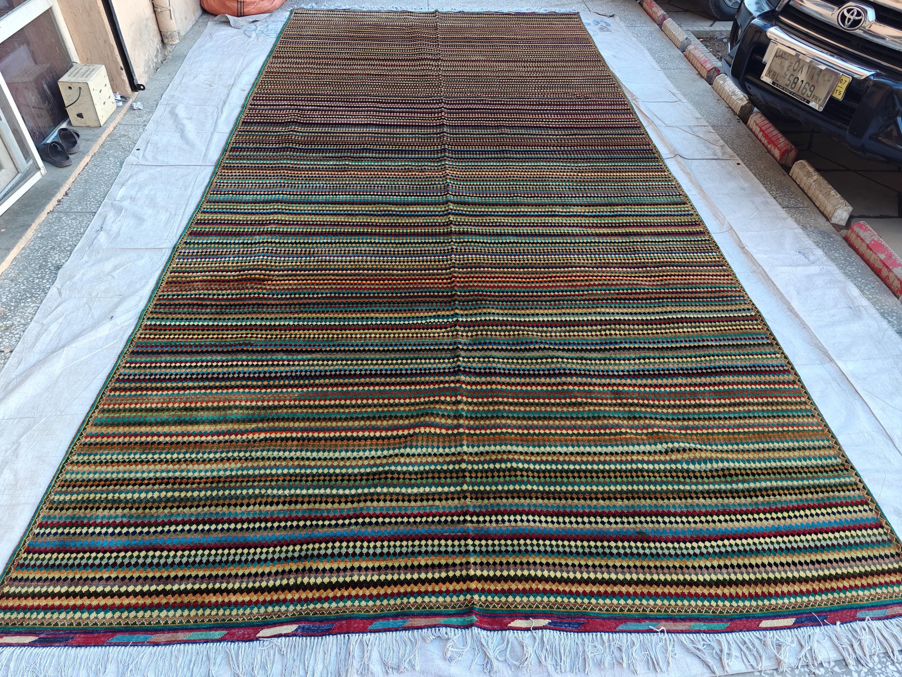 Gabbeh Rug 8x18, Handmade Afghan Rug, Rugs For Living Room, Farmhouse Rug, Bedroom Rug, Boho Home Decor 18.3 x 8.6 Ft