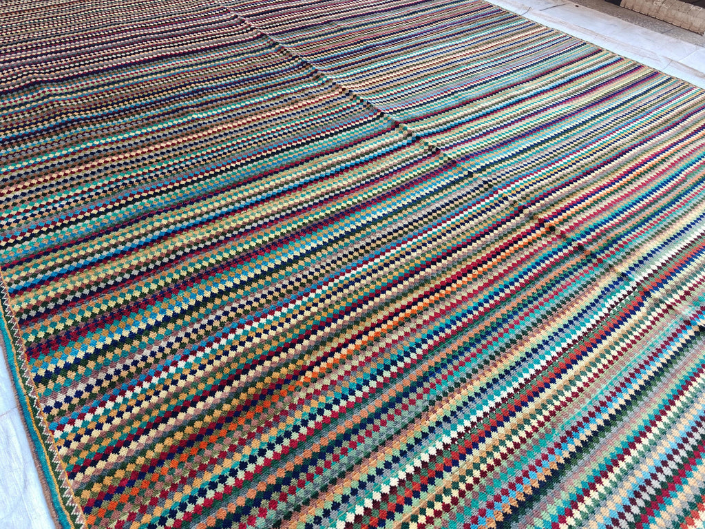 Gabbeh Rug 8x18, Handmade Afghan Rug, Rugs For Living Room, Farmhouse Rug, Bedroom Rug, Boho Home Decor 18.3 x 8.6 Ft