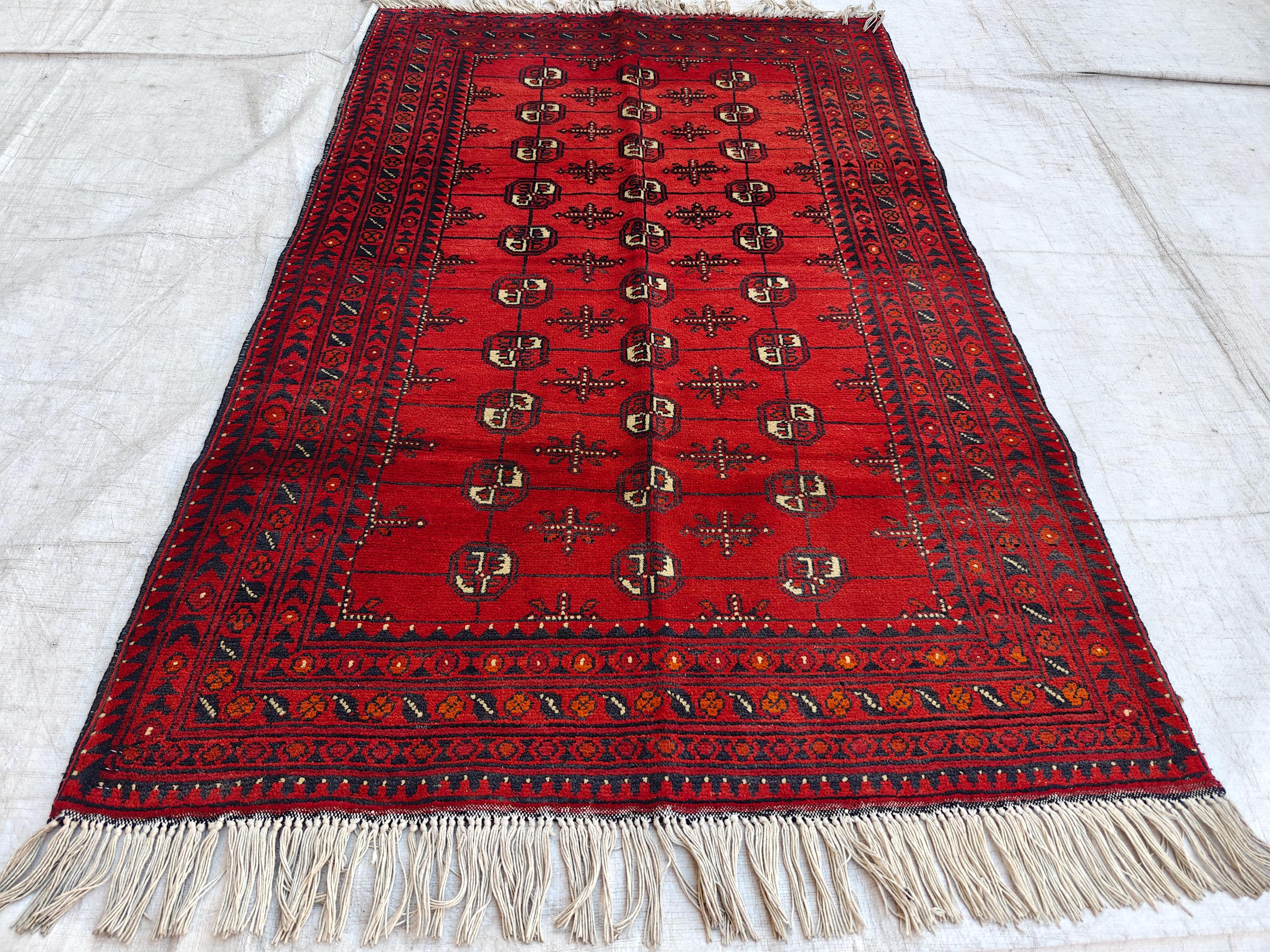 4.2x2.8 Vintage Mawri Gul Afghan Handmade Rug, Small Area Rug, Rugs for Living Room, Bedroom Rugs, Farmhouse Rug