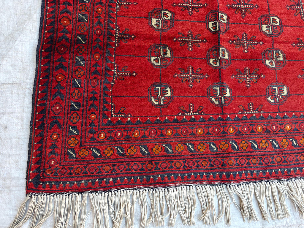 4.2x2.8 Vintage Mawri Gul Afghan Handmade Rug, Small Area Rug, Rugs for Living Room, Bedroom Rugs, Farmhouse Rug