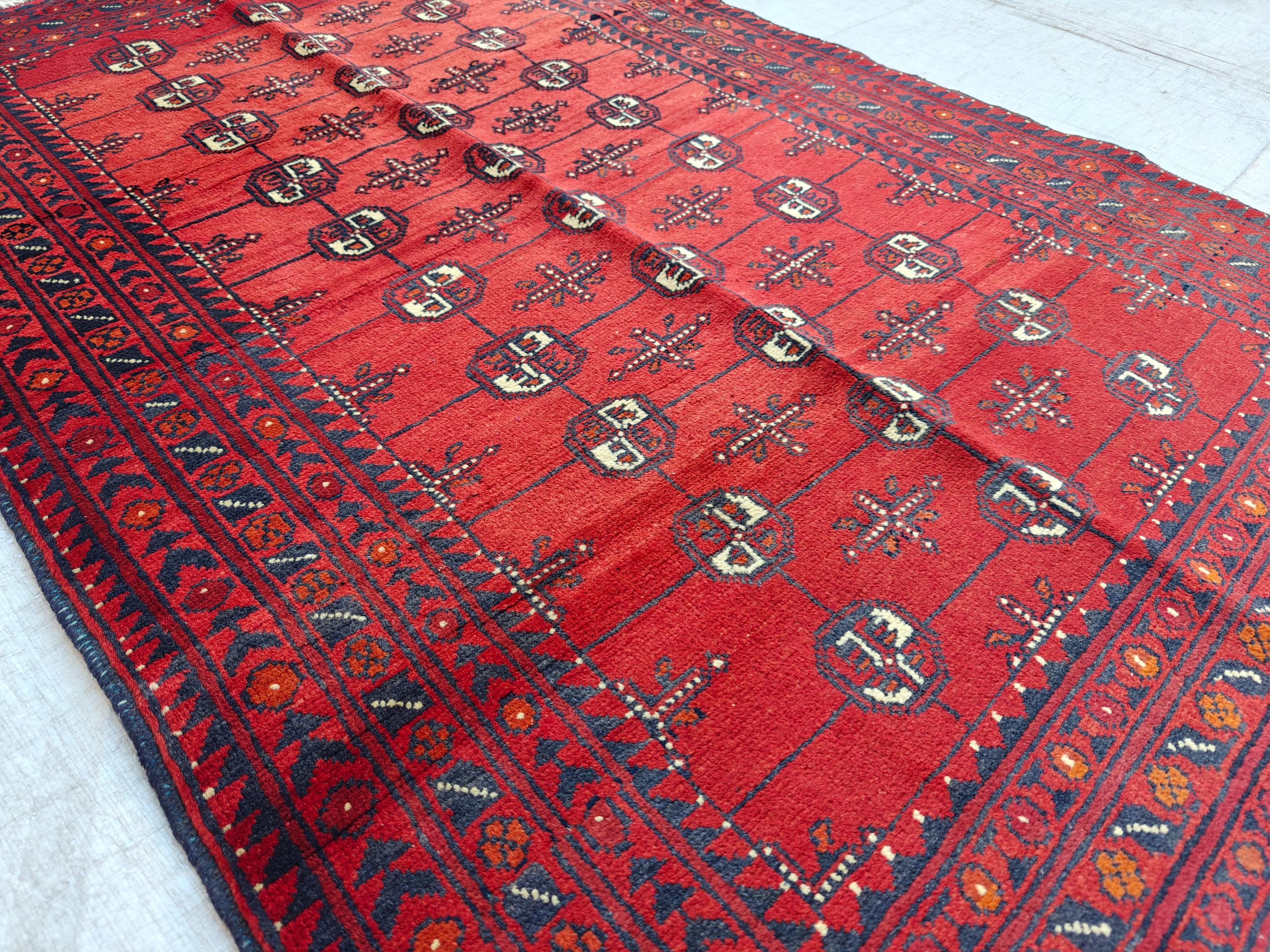4.2x2.8 Vintage Mawri Gul Afghan Handmade Rug, Small Area Rug, Rugs for Living Room, Bedroom Rugs, Farmhouse Rug