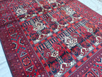 4.5x3.4 Vintage Ala Bakhmal Handmade Afghan Rug, Rugs For Living Room, Bedroom Rug, Geometric Rug