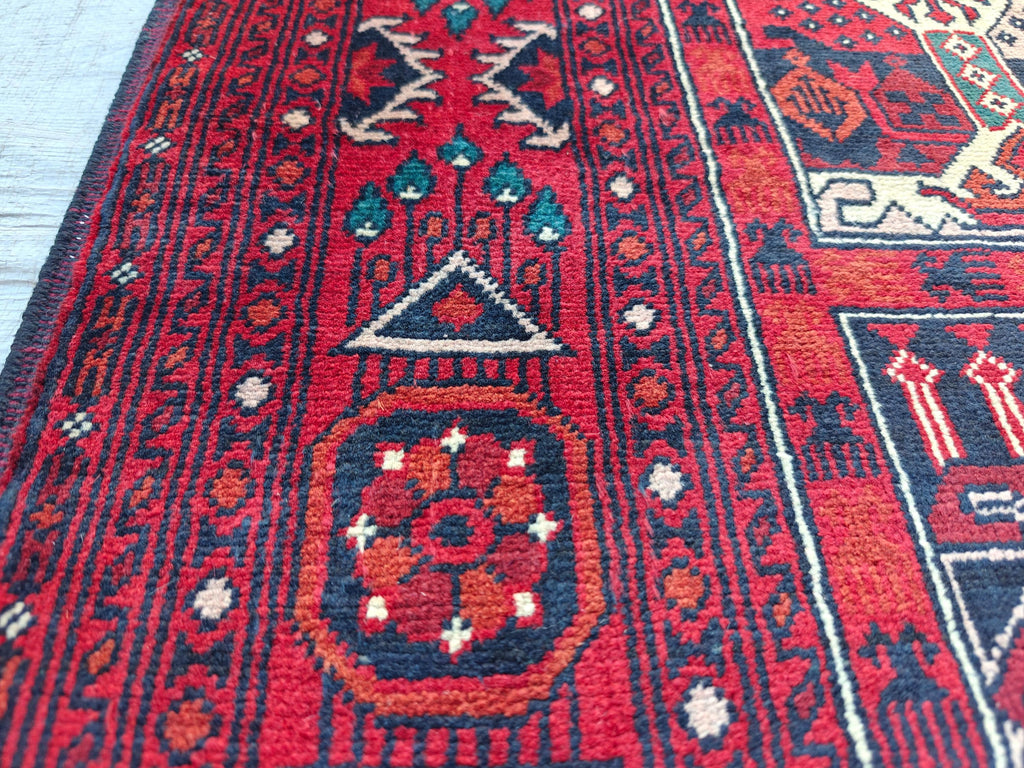 4.5x3.4 Vintage Ala Bakhmal Handmade Afghan Rug, Rugs For Living Room, Bedroom Rug, Geometric Rug