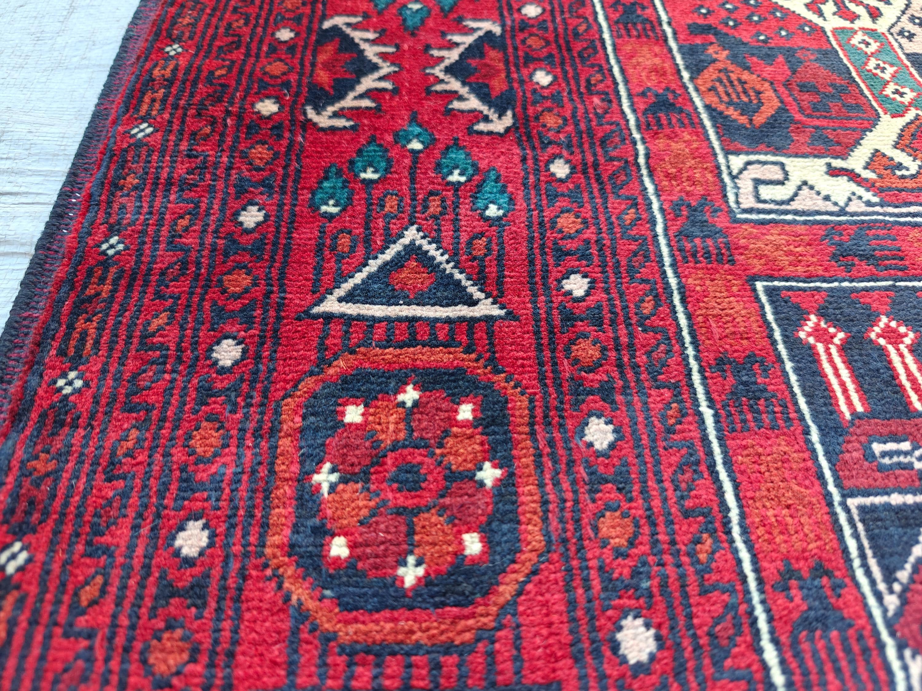 4.5x3.4 Vintage Ala Bakhmal Handmade Afghan Rug, Rugs For Living Room, Bedroom Rug, Geometric Rug