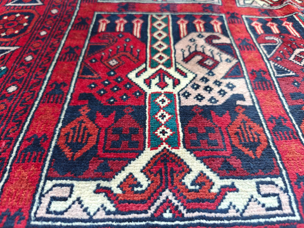 4.5x3.4 Vintage Ala Bakhmal Handmade Afghan Rug, Rugs For Living Room, Bedroom Rug, Geometric Rug