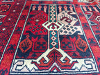 4.5x3.4 Vintage Ala Bakhmal Handmade Afghan Rug, Rugs For Living Room, Bedroom Rug, Geometric Rug