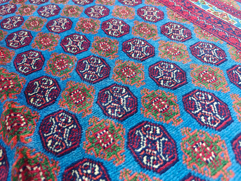 3x5 Vintage Beljik Mawrai Gul Red and Blue Afghan Handmade Rug, Rug for Living Room, Bedroom Rug, Collectible item, Farmhouse Rug 5x3.4
