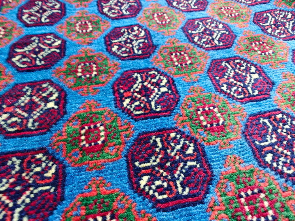 3x5 Vintage Beljik Mawrai Gul Red and Blue Afghan Handmade Rug, Rug for Living Room, Bedroom Rug, Collectible item, Farmhouse Rug 5x3.4