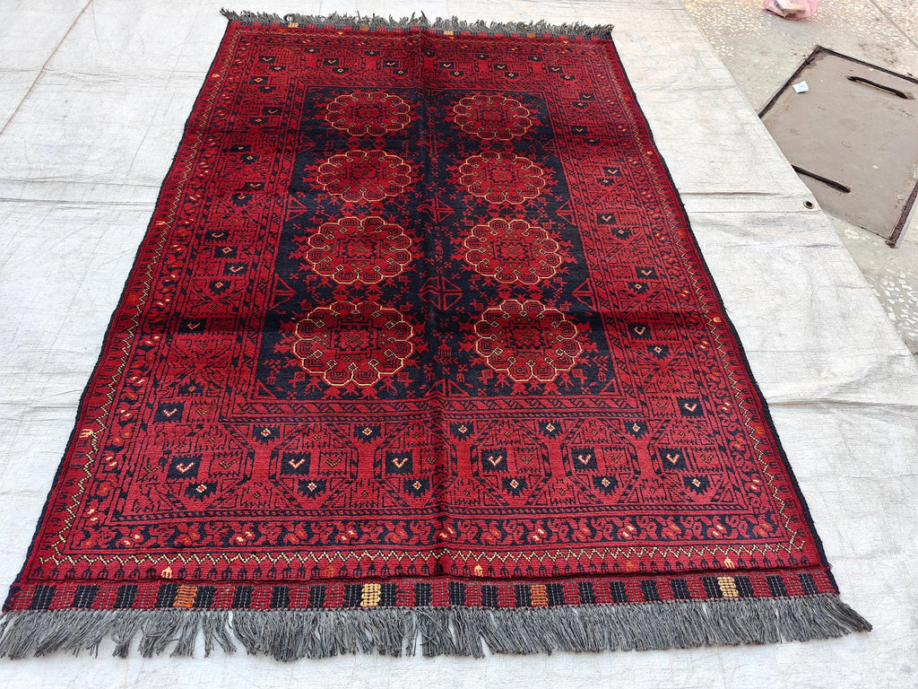 3x5 Vintage Patmos Gul Afghan Handmade Rug, Rugs For living Room, Bedroom Rug, Entryway Rug, Geometric Rug, Collectible Rug, 5x3.4 ft