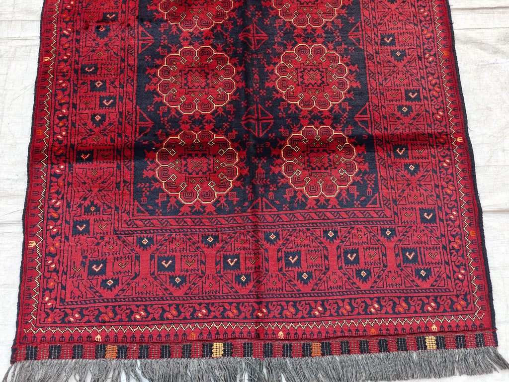 3x5 Vintage Patmos Gul Afghan Handmade Rug, Rugs For living Room, Bedroom Rug, Entryway Rug, Geometric Rug, Collectible Rug, 5x3.4 ft