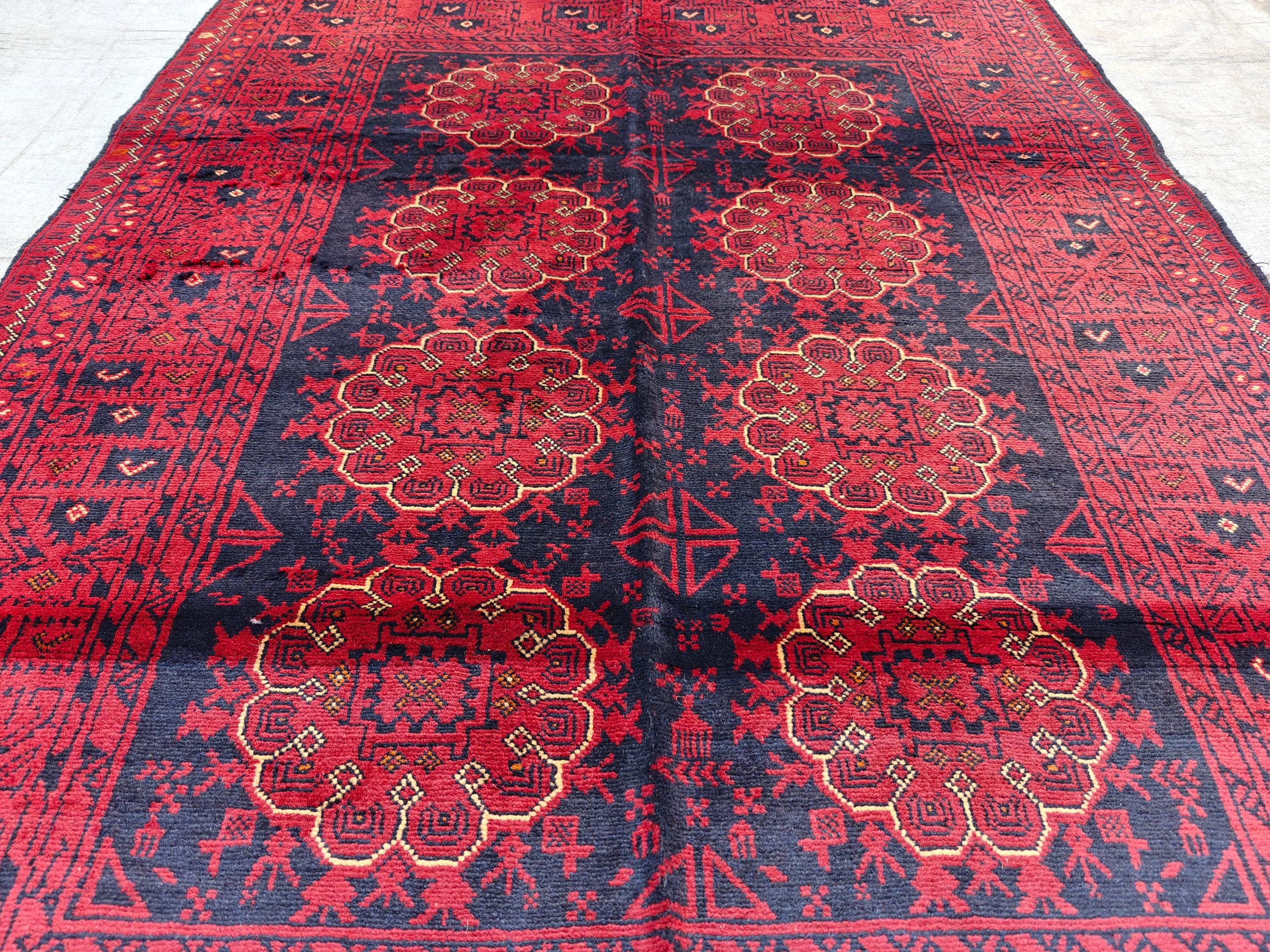 3x5 Vintage Patmos Gul Afghan Handmade Rug, Rugs For living Room, Bedroom Rug, Entryway Rug, Geometric Rug, Collectible Rug, 5x3.4 ft