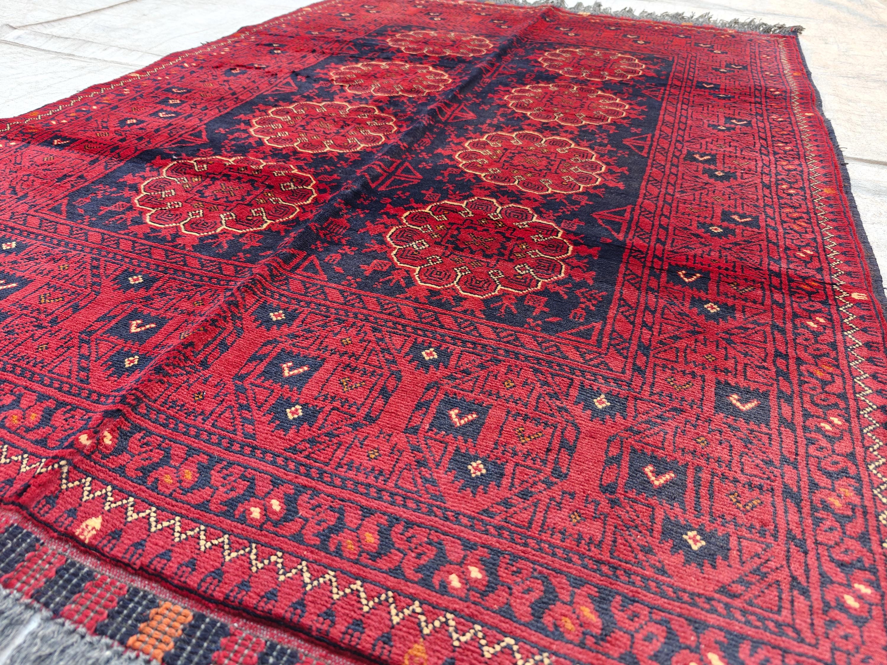 3x5 Vintage Patmos Gul Afghan Handmade Rug, Rugs For living Room, Bedroom Rug, Entryway Rug, Geometric Rug, Collectible Rug, 5x3.4 ft