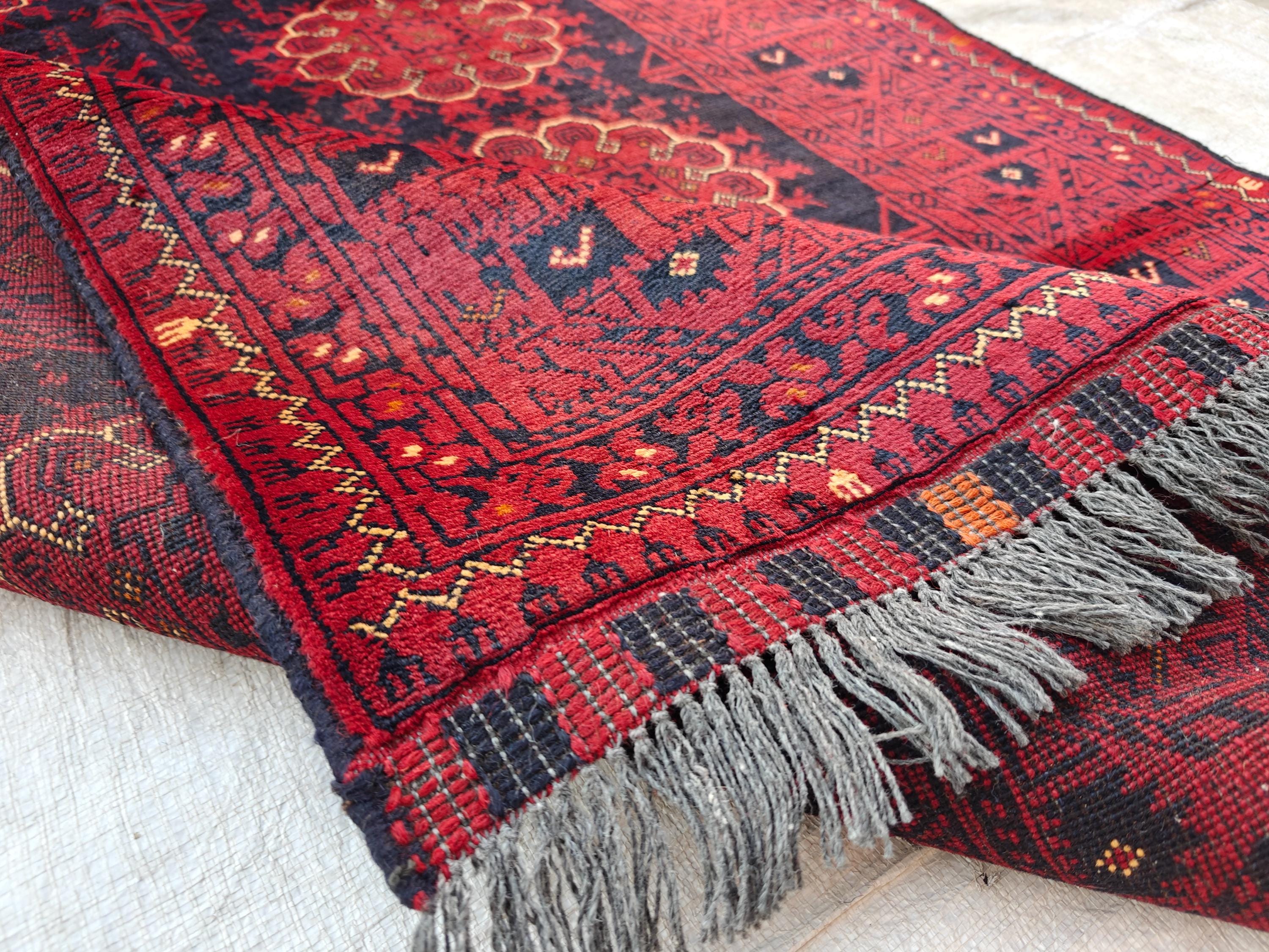 3x5 Vintage Patmos Gul Afghan Handmade Rug, Rugs For living Room, Bedroom Rug, Entryway Rug, Geometric Rug, Collectible Rug, 5x3.4 ft