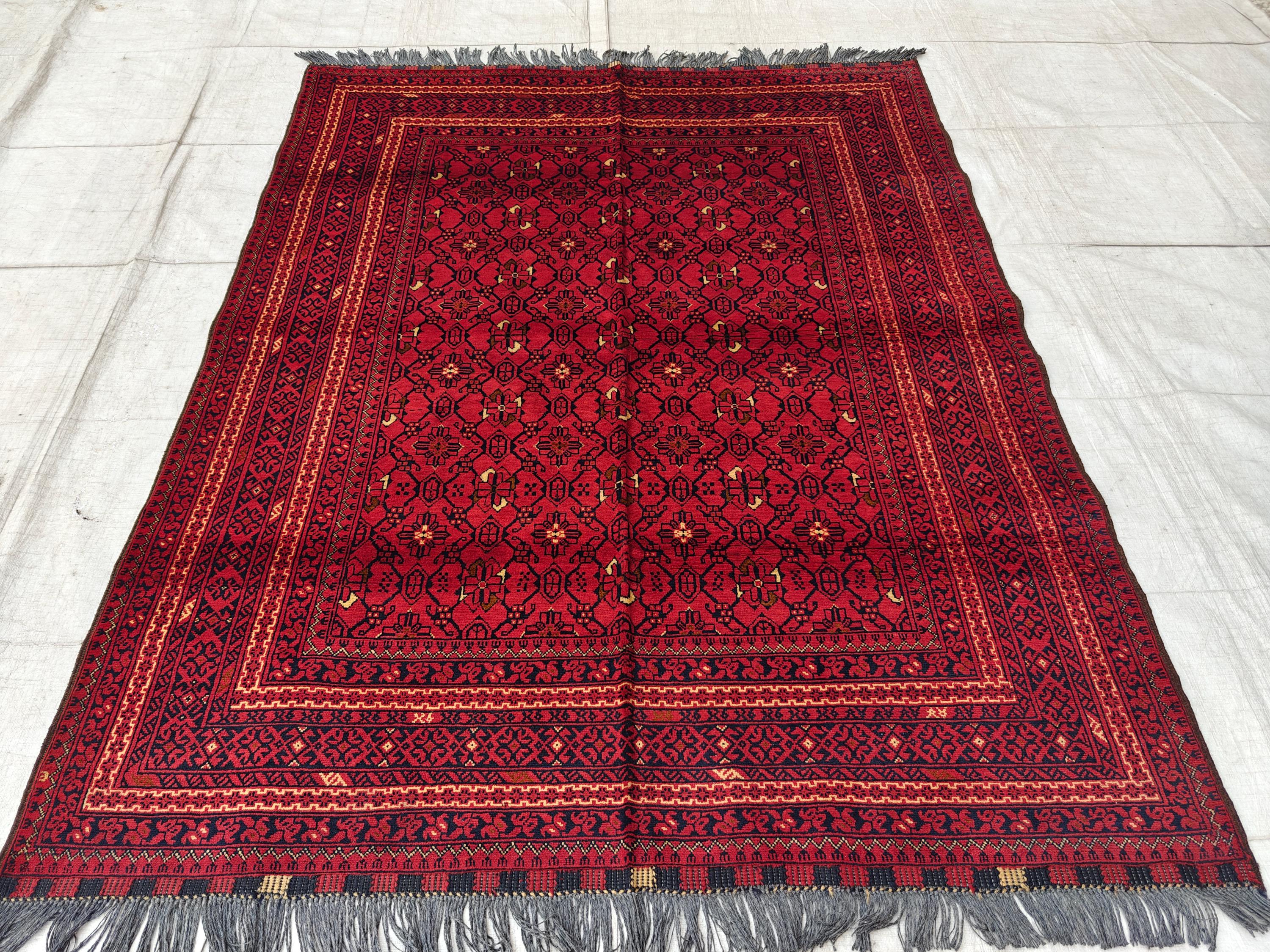 7x5 Vintage Bashiri Afghan Handmade Rugs, Living Room Rugs, Bedroom Rugs, Collectible Rugs, Farmhouse Rug 6.5x5 ft
