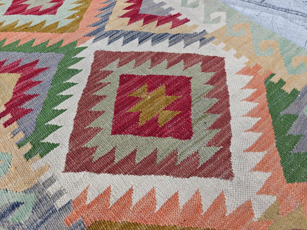 16ft Long Kilim Runner Rug –Turkmen Handmade Afghan Wool Hallway Carpet–Farmhouse Entryway or Kitchen Runner –Tribal Flatweave Rug 486x74 cm