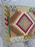 16ft Long Kilim Runner Rug –Turkmen Handmade Afghan Wool Hallway Carpet–Farmhouse Entryway or Kitchen Runner –Tribal Flatweave Rug 486x74 cm