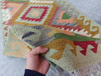 16ft Long Kilim Runner Rug –Turkmen Handmade Afghan Wool Hallway Carpet–Farmhouse Entryway or Kitchen Runner –Tribal Flatweave Rug 486x74 cm