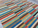 Afghan Kilim Rug – 6x10 ft Handmade Wool Flatweave Carpet – Colorful Tribal Boho Area Rug – Vintage Striped Decor for Living Room or Bedroom