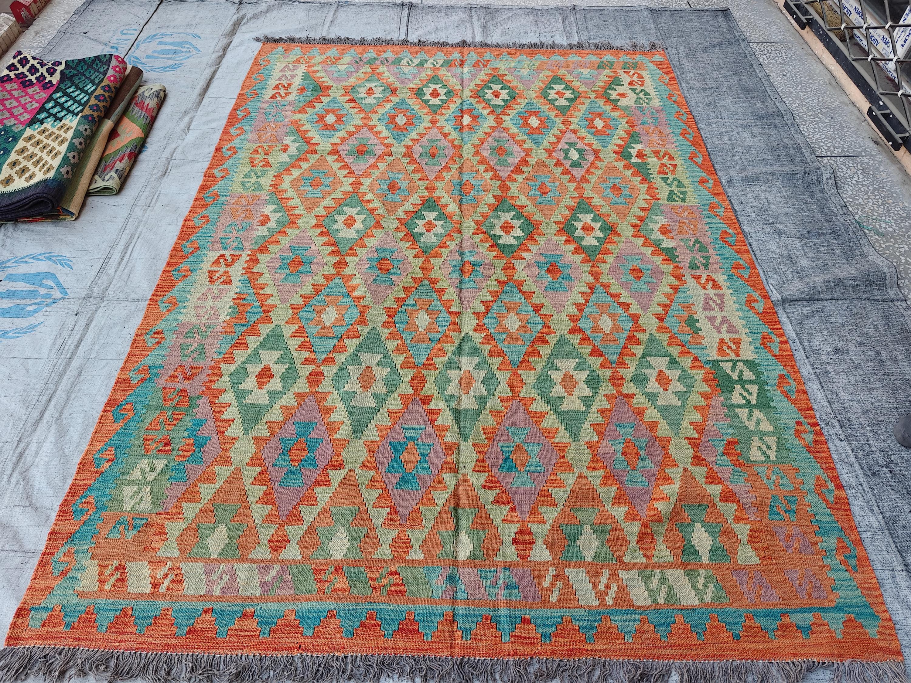 4x9 Kilim Afghan Tribal Handmade Rug, Large Area Rug, Rugs For Living Room, Bedroom Rug, Vintage Style Home Decor, Farmhouse Rug 9.3x3.9 ft
