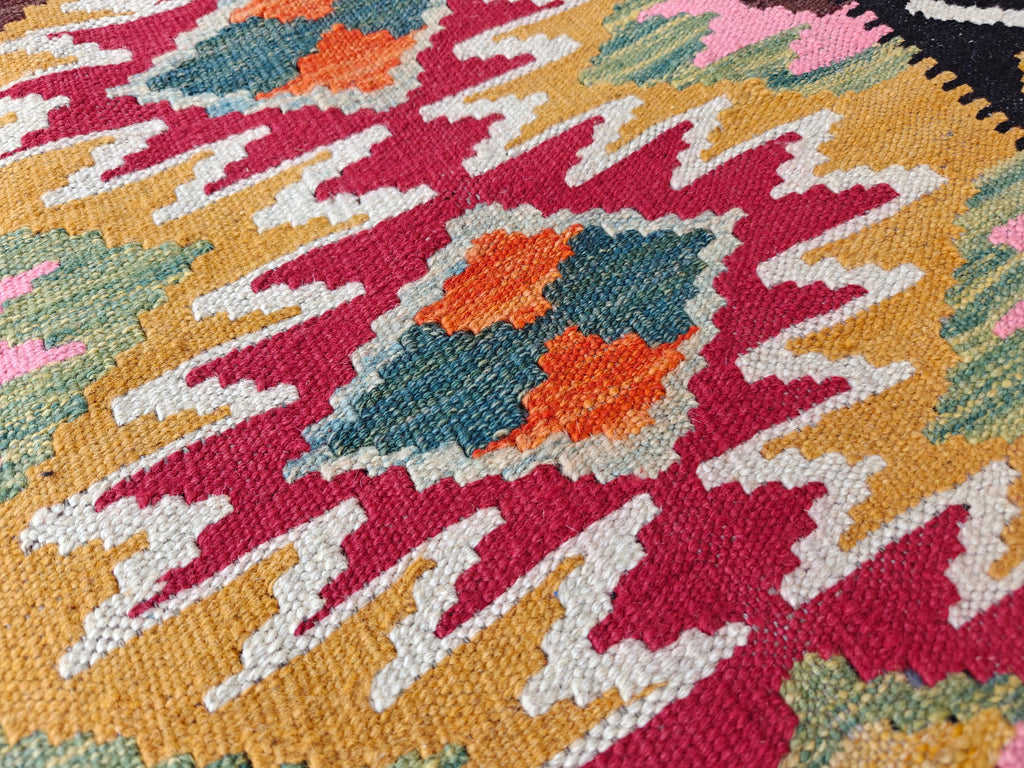 Afghan Kilim Runner Rug – 10ft Turkmen Traditional Handwoven Wool Carpet – Hallway, Entryway, Stair or Long Narrow Area Rug–Tribal Flatweave