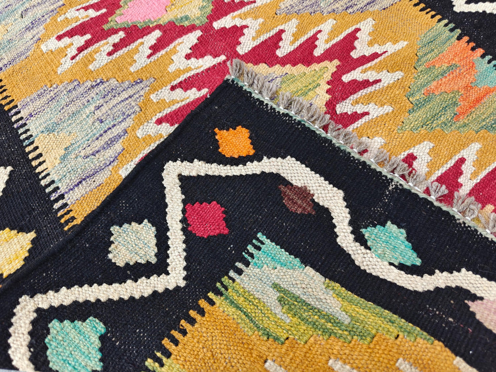 Afghan Kilim Runner Rug – 10ft Turkmen Traditional Handwoven Wool Carpet – Hallway, Entryway, Stair or Long Narrow Area Rug–Tribal Flatweave