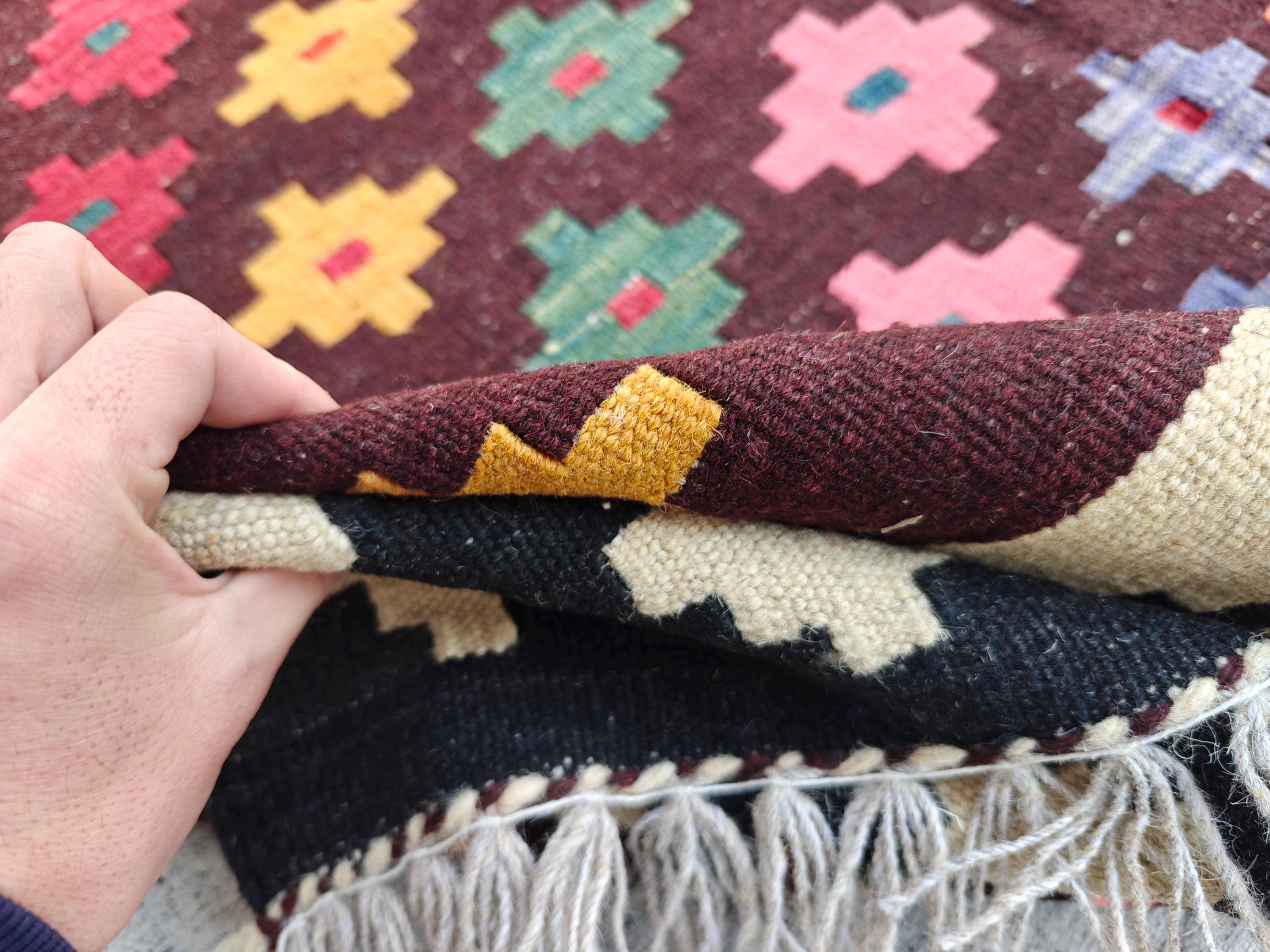 5x8Ft, Multicolor Afghan Kilim Rug – Handmade Tribal Wool Area Rug | Natural Dyed Farmhouse & Living Room Decor | Large Boho Decorative Rug