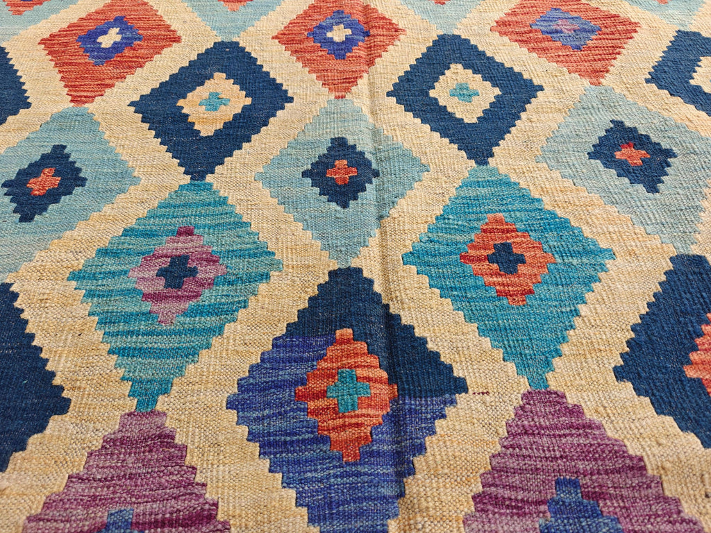 9.5x6.5 Colorful Kilim Handmade Rug, Large Tribal Area Rug, Rugs For Living Room, Afghan Traditional Bedroom Rug, Farmhouse Rug
