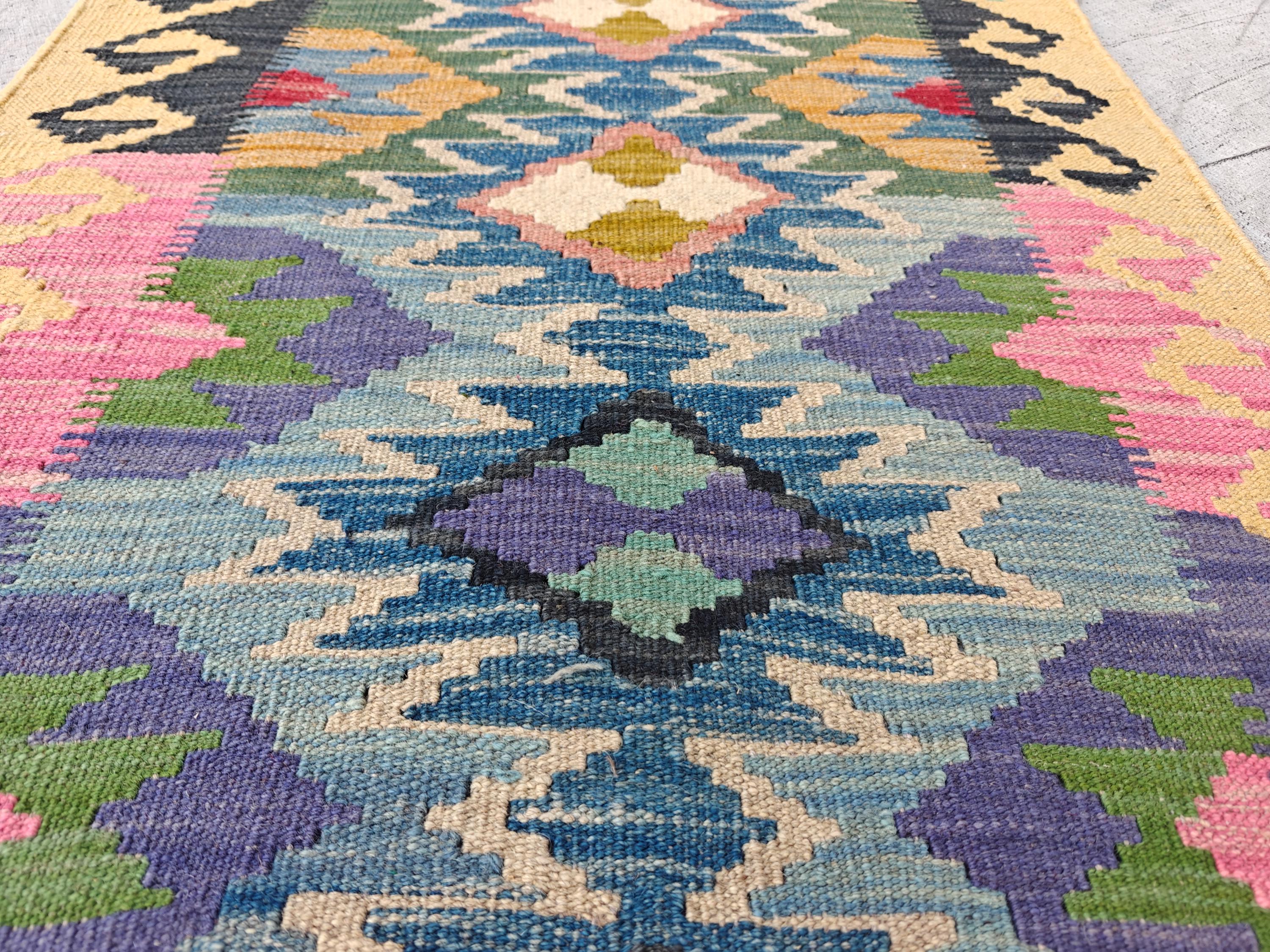 16x2 Long Narrow Hallway Runner, Afghan Handmade Runner, Entryway Runner, Traditional and Tribal Runner for Farmhouse, Living Room, Office