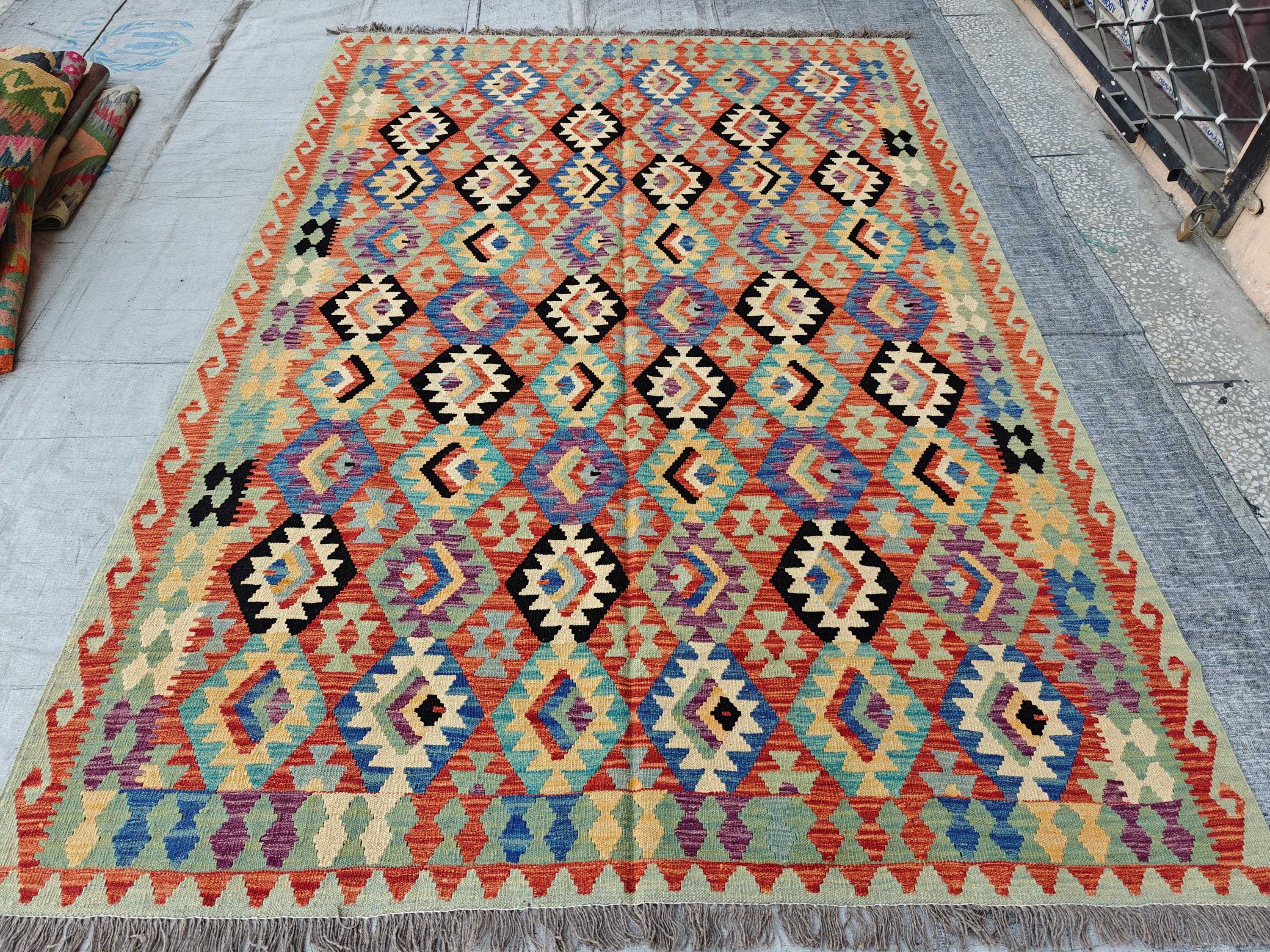 9.7x6.6 Afghan Tribal Handmade Rug, Rugs for Living Room, Bedroom Rug, Farmhouse Rug, Large Area Rug