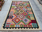 6x8ft, Kilim Afghan Handmade Tribal Rug, Rugs For Living Room, Bedroom Rug, Farmhouse Rug, Natural veg dye wool Rug, One of a kind Rug
