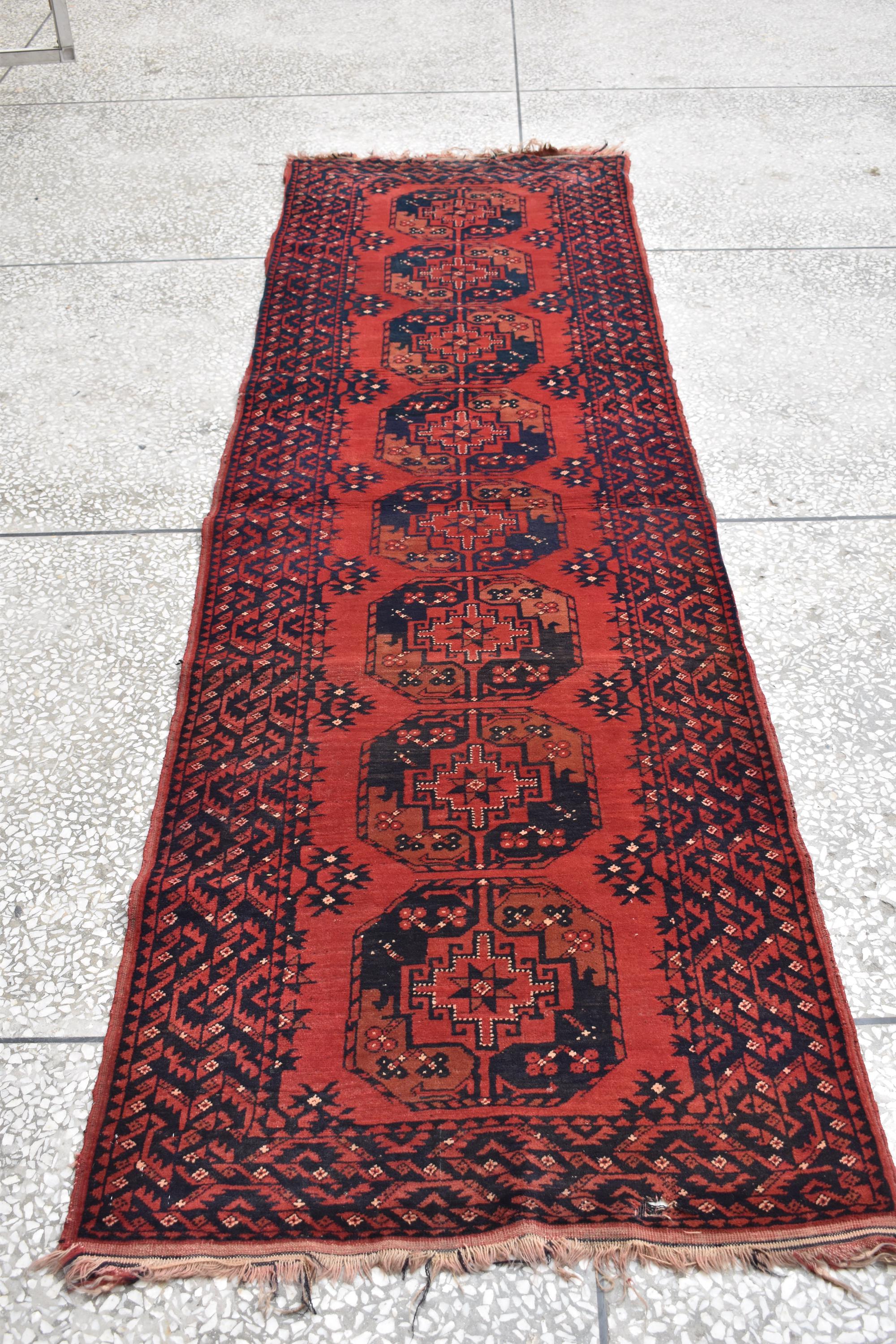 130-Year-Old Vintage Handmade Afghan Runner Rug – 9.8x2.6 ft – Antique Tribal Carpet – Boho Home Decor – Rare Collectible Rug