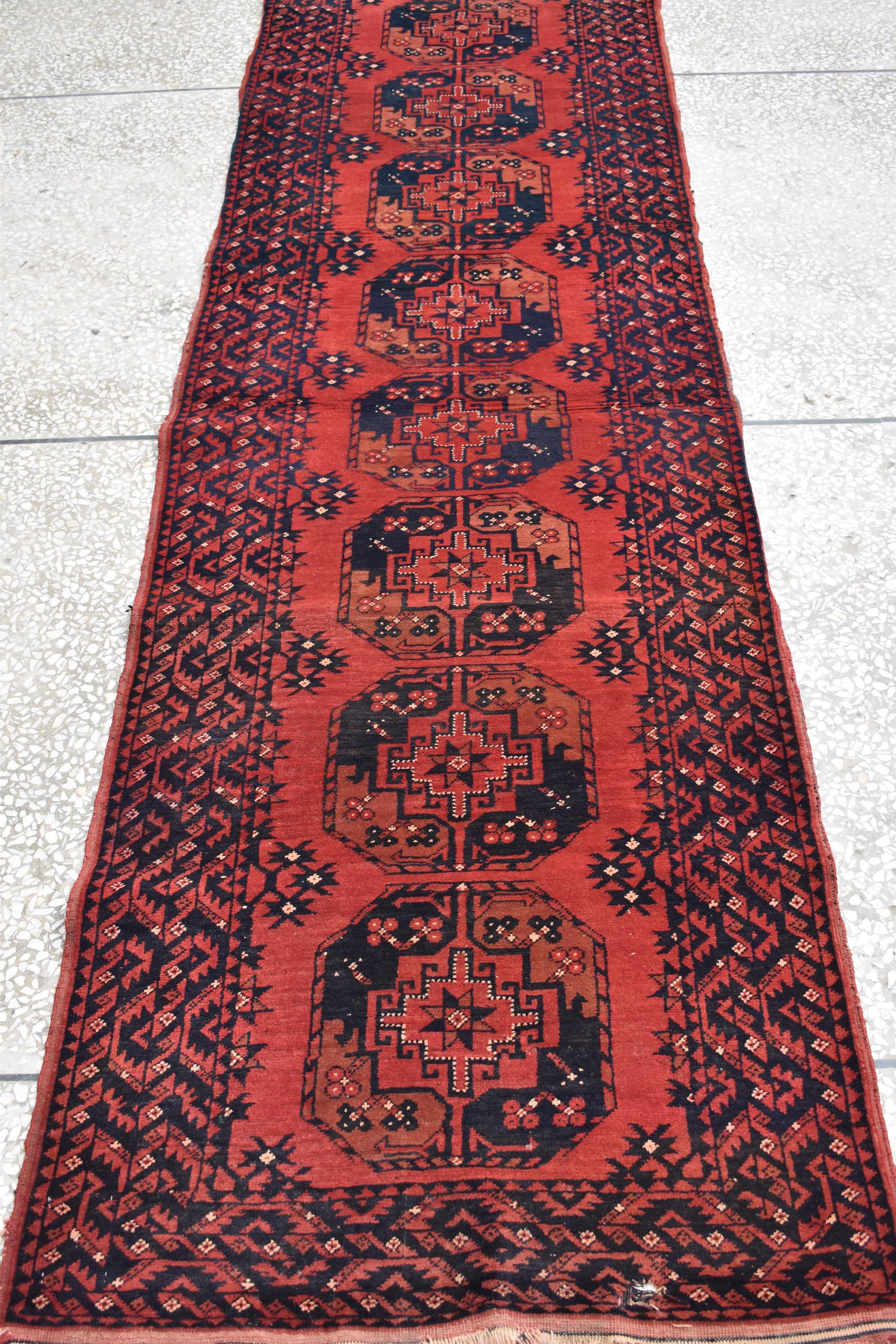130-Year-Old Vintage Handmade Afghan Runner Rug – 9.8x2.6 ft – Antique Tribal Carpet – Boho Home Decor – Rare Collectible Rug