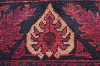 Antique Hand-Knotted Tribal Runner Rug – 9.8x2.9 ft, Vintage Afghan Wool Carpet with Bold Red Medallion Design, Rare Collectible Item
