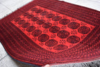 9.8x6.6 Ft vintage Pilpie (Elephant Foot) Afghan Handmade Rug Red Bright, Rugs for Living Room, Bedroom Rug, Office Rug Rare Collectible Rug