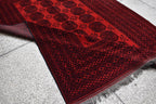 9.8x6.6 Ft vintage Pilpie (Elephant Foot) Afghan Handmade Rug Red Bright, Rugs for Living Room, Bedroom Rug, Office Rug Rare Collectible Rug