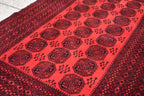 9.8x6.6 Ft vintage Pilpie (Elephant Foot) Afghan Handmade Rug Red Bright, Rugs for Living Room, Bedroom Rug, Office Rug Rare Collectible Rug