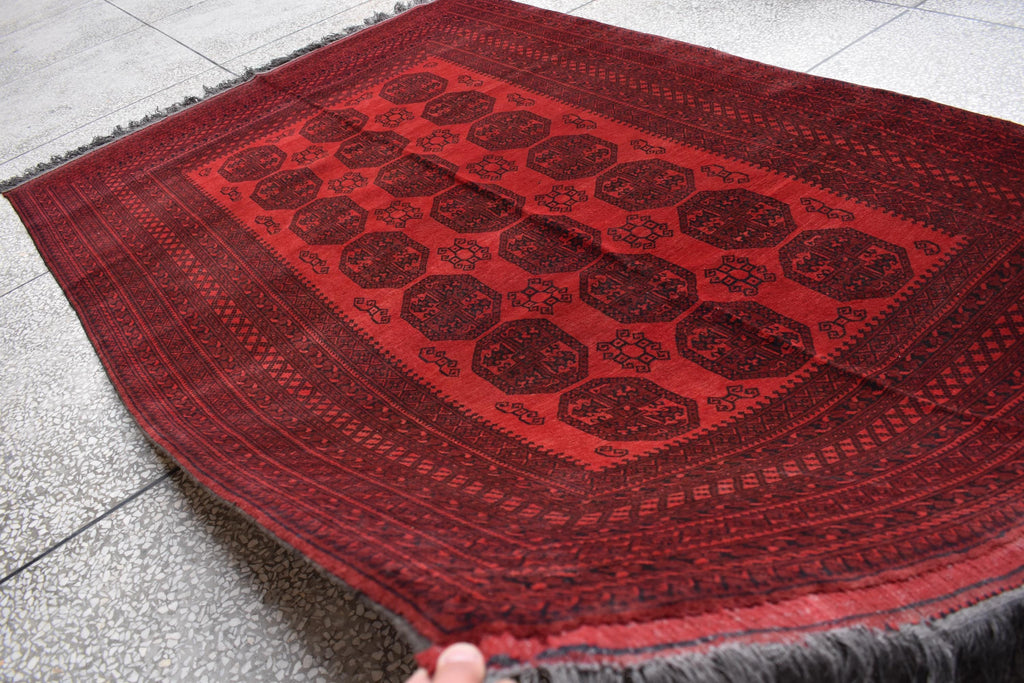 57-Year-Old Vintage Handmade Afghan Pilpie Rug – 9.3x6.1 ft – Antique Tribal Carpet – Boho Home Decor – Rare Collectible Rug