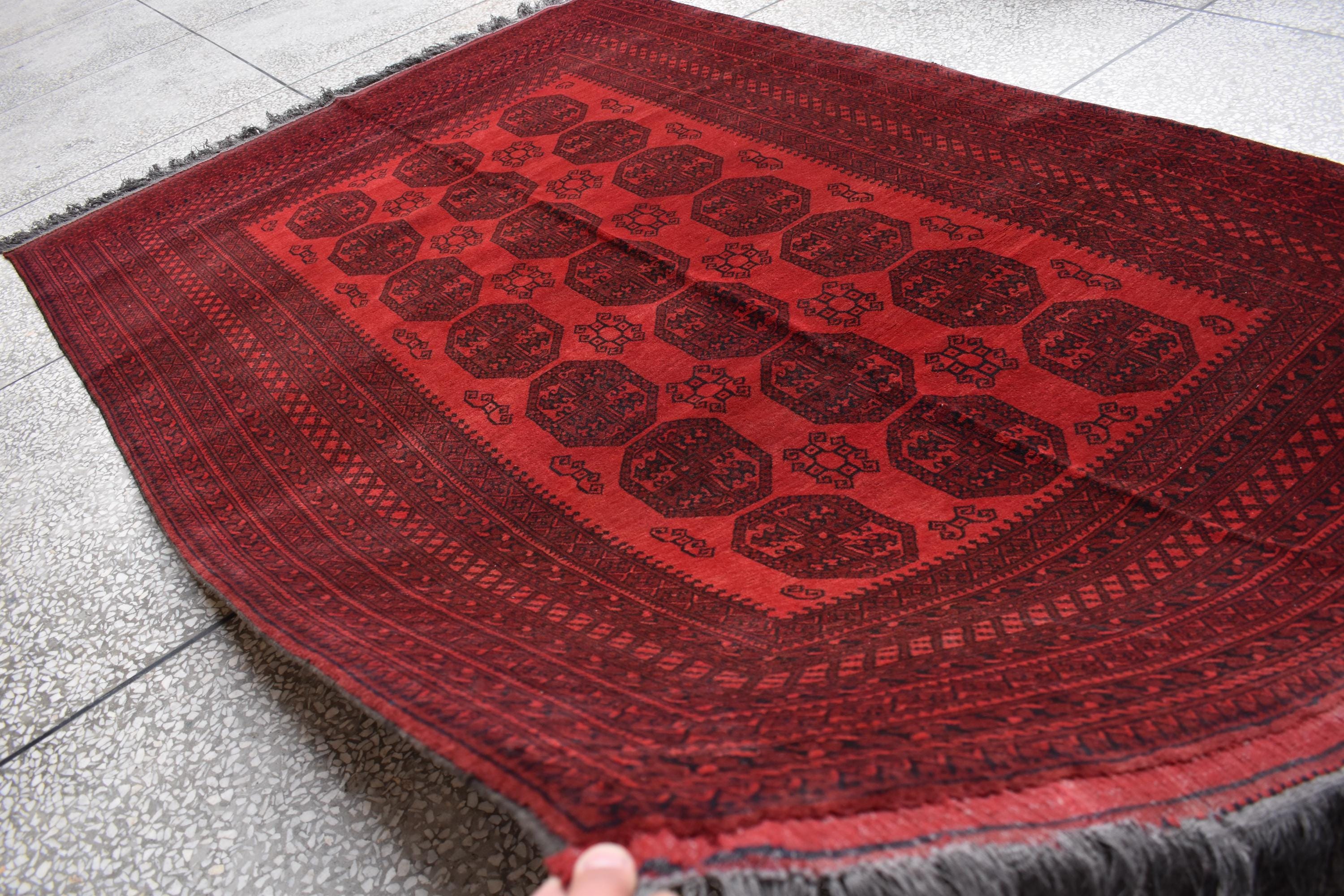 57-Year-Old Vintage Handmade Afghan Pilpie Rug – 9.3x6.1 ft – Antique Tribal Carpet – Boho Home Decor – Rare Collectible Rug