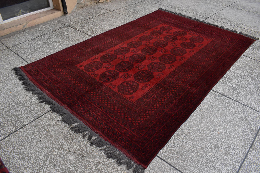 57-Year-Old Vintage Handmade Afghan Pilpie Rug – 9.3x6.1 ft – Antique Tribal Carpet – Boho Home Decor – Rare Collectible Rug